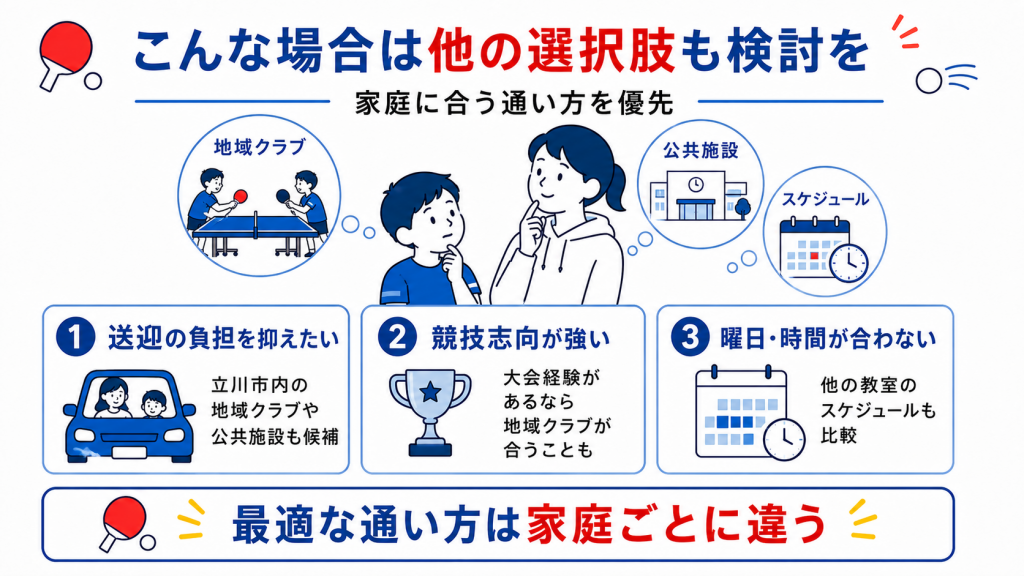 卓球教室以外の選択肢も検討したい場合の判断ポイント